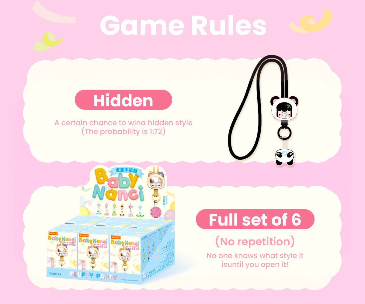 Rolife Baby Nanci Fluffy Party Phone Chain - Dây đeo điện thoại bông xù Blind Box - Rolife PZC05