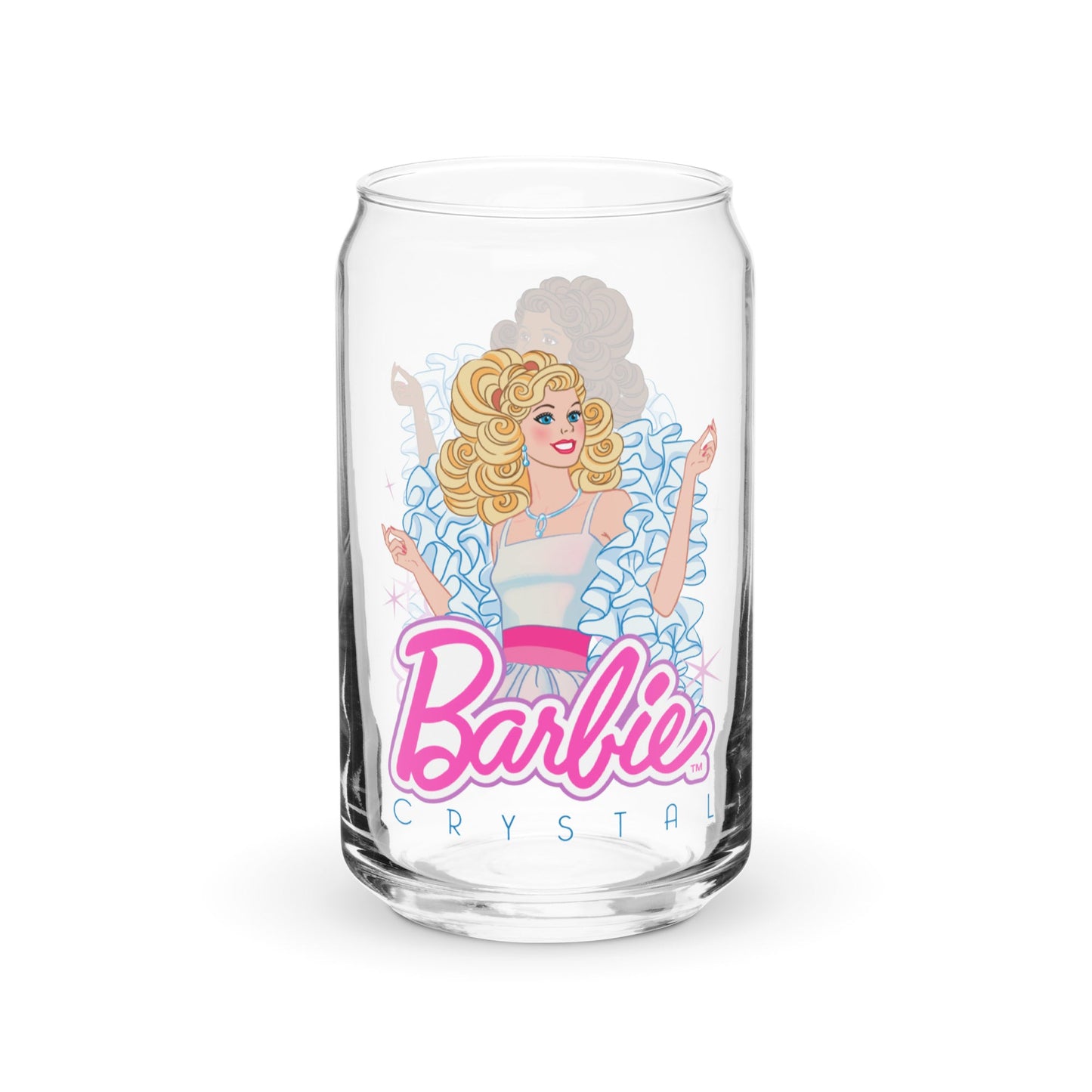 Barbie 1980's Crystal Glass Ly Thủy Tinh Hình Lon 473ml Mattel Creations