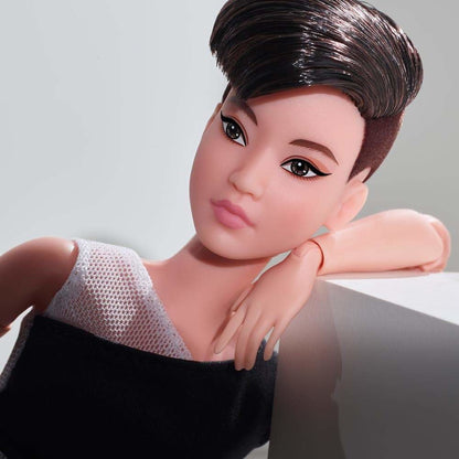 Barbie Looks Doll (Petite, Brunette Pixie Cut) Búp Bê Sưu Tầm Chính Hãng Mattel GXB29 - Hình ảnh bổ sung 5