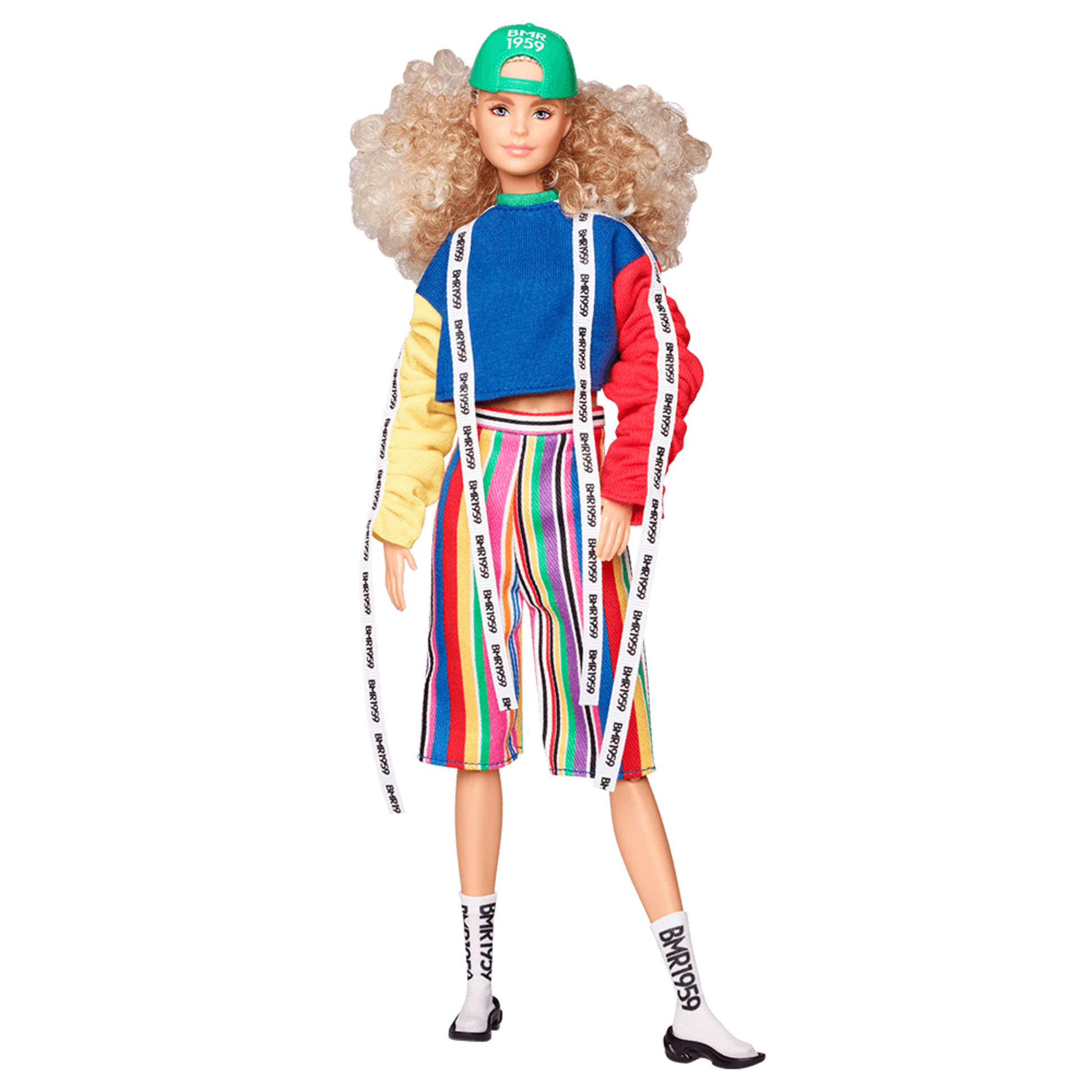 Barbie BMR1959 Doll - Color Block Sweatshirt with Logo Tape & Striped Shorts - Búp bê thời trang sưu tầm Barbie Signature - Hình ảnh sản phẩm