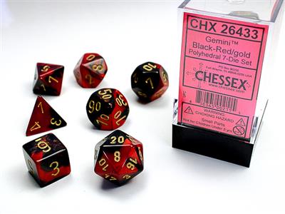 Gemini® Polyhedral Black-Shell/white 7-Die Set - Bộ xúc xắc đa diện 7 viên - Chessex