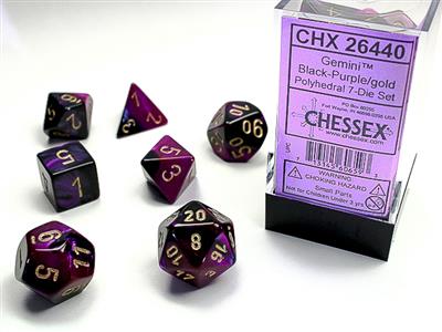 Gemini® Polyhedral Black-Red/gold 7-Die Set - Bộ 7 xúc xắc đa diện - Chessex