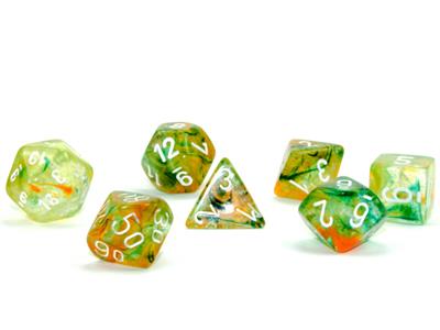 Nebula® Polyhedral Spring/white Luminary™ 7-Die Set - Bộ Xúc Xắc 7 Viên Đa Diện Chessex