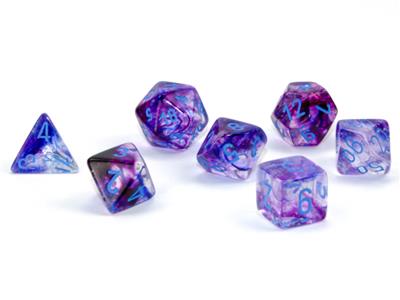 Nebula® Polyhedral Nocturnal™/blue Luminary™ 7-Die Set - Bộ Xúc Xắc Đa Diện Cao Cấp - Chessex
