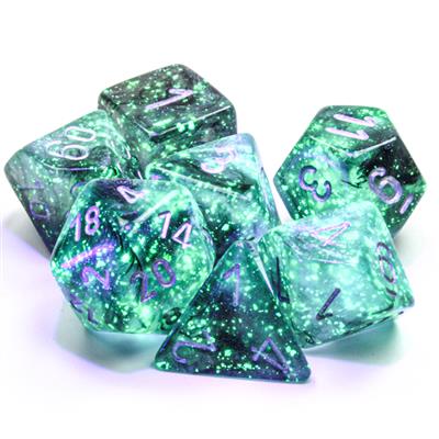 Borealis® Polyhedral Light Smoke/silver Luminary™ 7-Die Set - Bộ xúc xắc đa diện phát sáng - Chessex