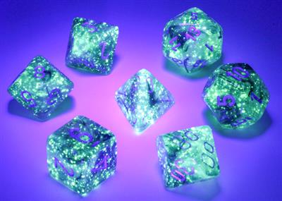 Borealis® Polyhedral Light Smoke/silver Luminary™ 7-Die Set - Bộ xúc xắc đa diện phát sáng - Chessex
