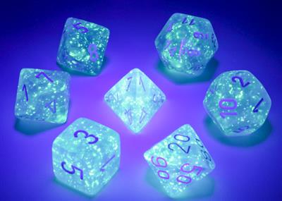 Borealis® Polyhedral Sky Blue/white Luminary™ 7-Die Set - Bộ Xúc Xắc 7 Viên - Chessex