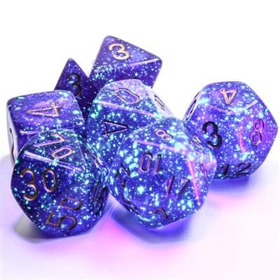Borealis® Polyhedral Royal Purple/gold Luminary™ 7-Die Set - Bộ Xúc Xắc 7 Viên - Chessex