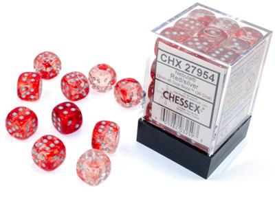 Nebula® 12mm d6 Red/silver Luminary™ Dice Block™ (36 dice) - Xúc Xắc 6 Mặt Cao Cấp - Chessex