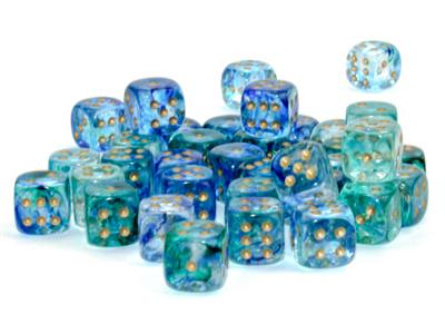 Nebula® 12mm d6 Oceanic™/gold Luminary™ Dice Block™ (36 dice) - Bộ Xúc Xắc Xí Ngầu 6 Mặt - Chessex
