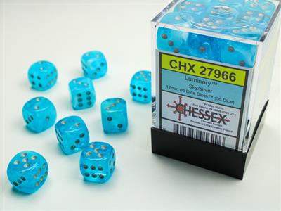 Luminary™ 12mm d6 Sky/silver Dice Block™ (36 dice) - Bộ Xúc Xắc 36 Viên - Chessex