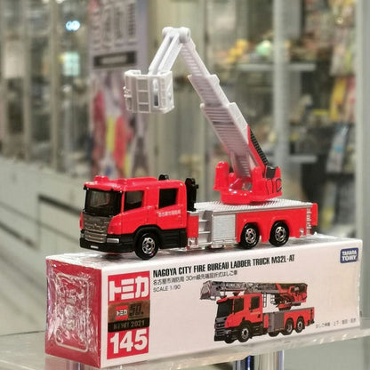 Long Tomica No. 145 Nagoya City Fire Bureau Ladder Truck M32L-AT