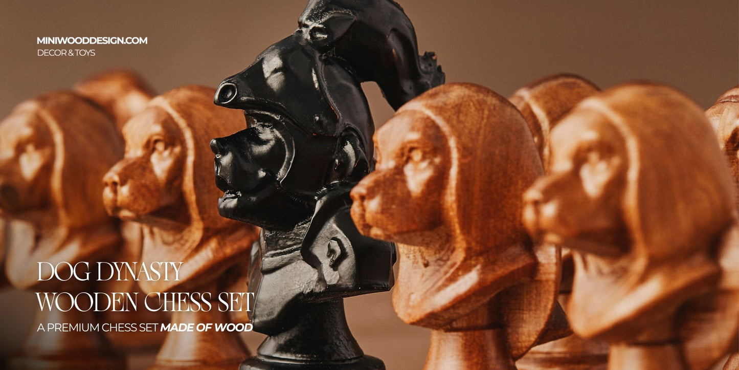 Bộ Cờ Vua: Triều Đại Chó - Cờ vua gỗ thủ công cao cấp - Miniwood Design