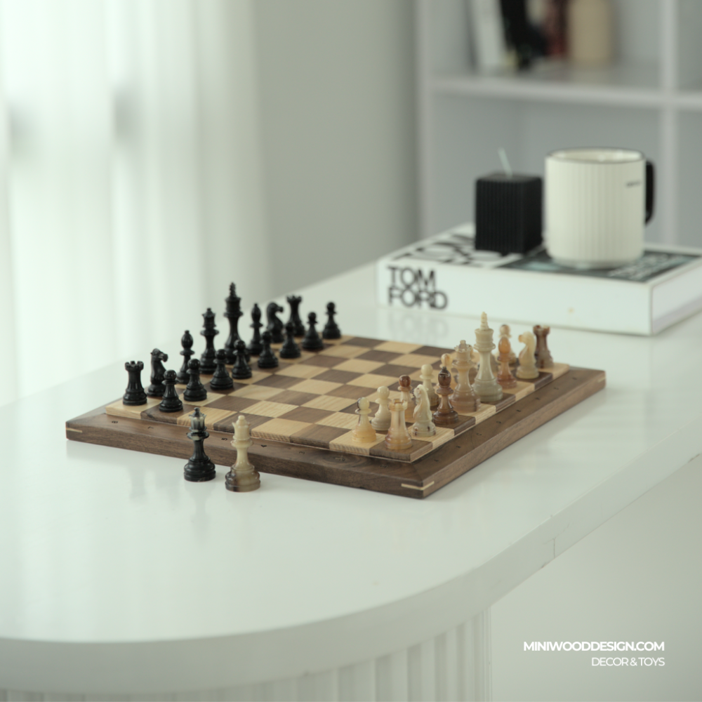 Bộ Cờ Vua Gỗ - Size Du Lịch (Quân cờ sừng)
