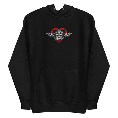 Hot Wheels Checkered Hearts Embroidered Black Hoodie