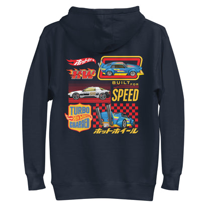 Hot Wheels in Kanji Navy Embroidered Hoodie