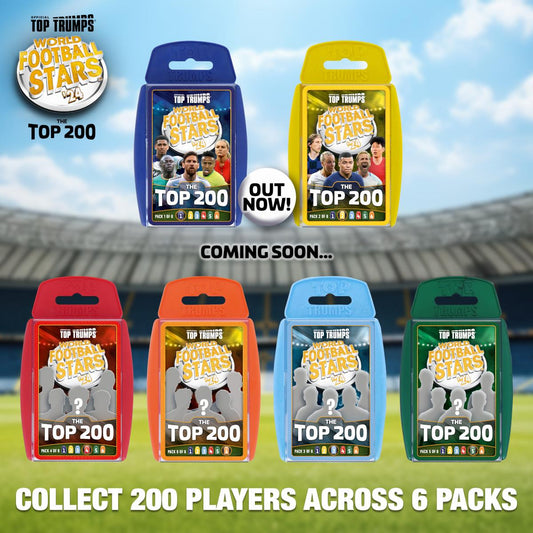 World Football Stars Top 200 - Pack 5 Top Trumps Card Game - Thẻ bài bóng đá sưu tầm - Winning Moves