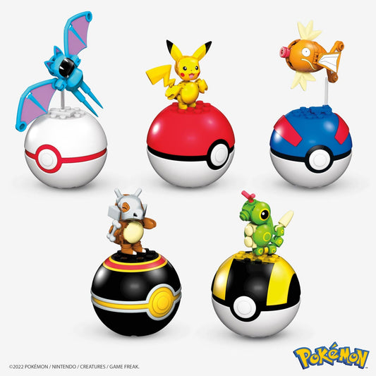 MEGA Construx Pokemon Poke Ball Bundle - Bộ Đồ Chơi Lắp Ráp 5 Nhân Vật Pokemon và Bóng Poke - MEGA GHP85