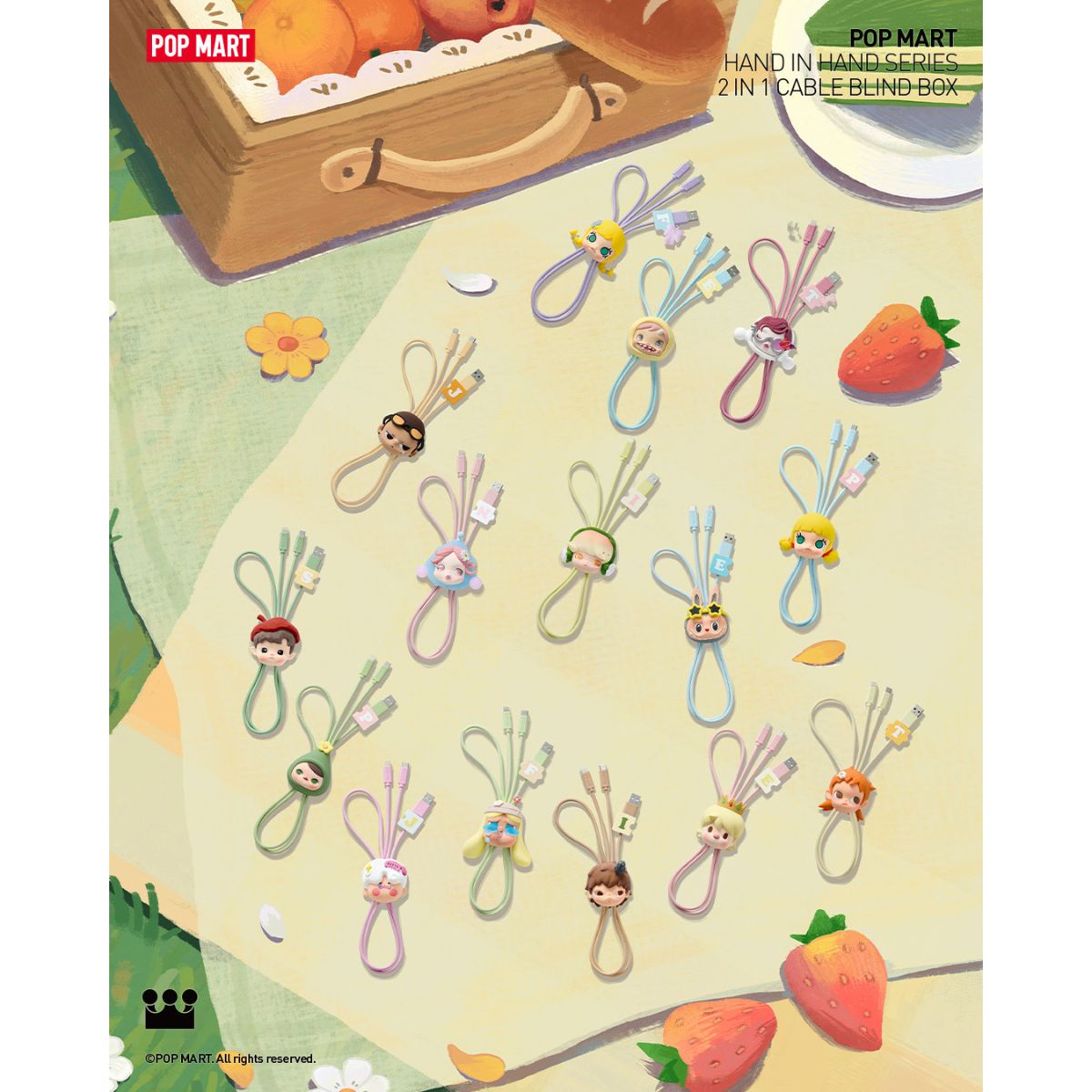 Hand In Hand Series-2 In 1 Cable Blind Box - Dây sạc điện thoại 2 trong 1 - POP MART