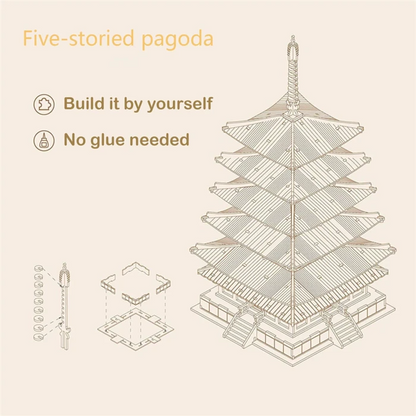 Rolife Modern 3D Wooden Puzzle - Five-storied Pagoda TGN02 - Mô hình lắp ráp gỗ 3D - Rolife
