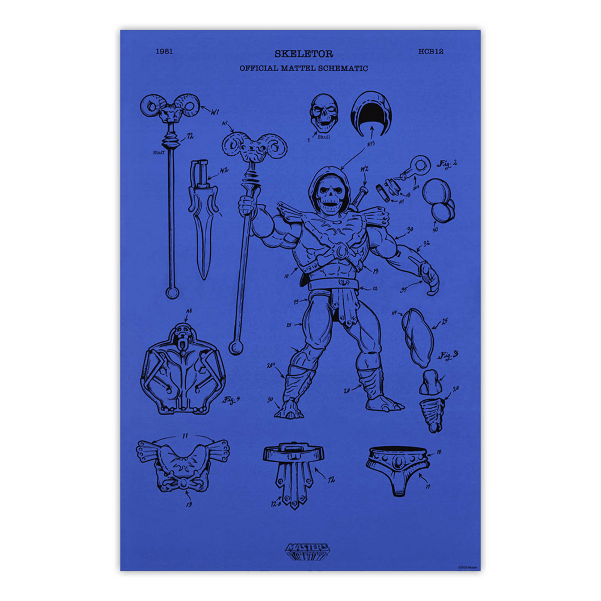 Art of Engineering Skeletor Print - Tranh In Nghệ Thuật Sơ Đồ Kỹ Thuật Masters of the Universe - Mattel Creations - Hình ảnh sản phẩm