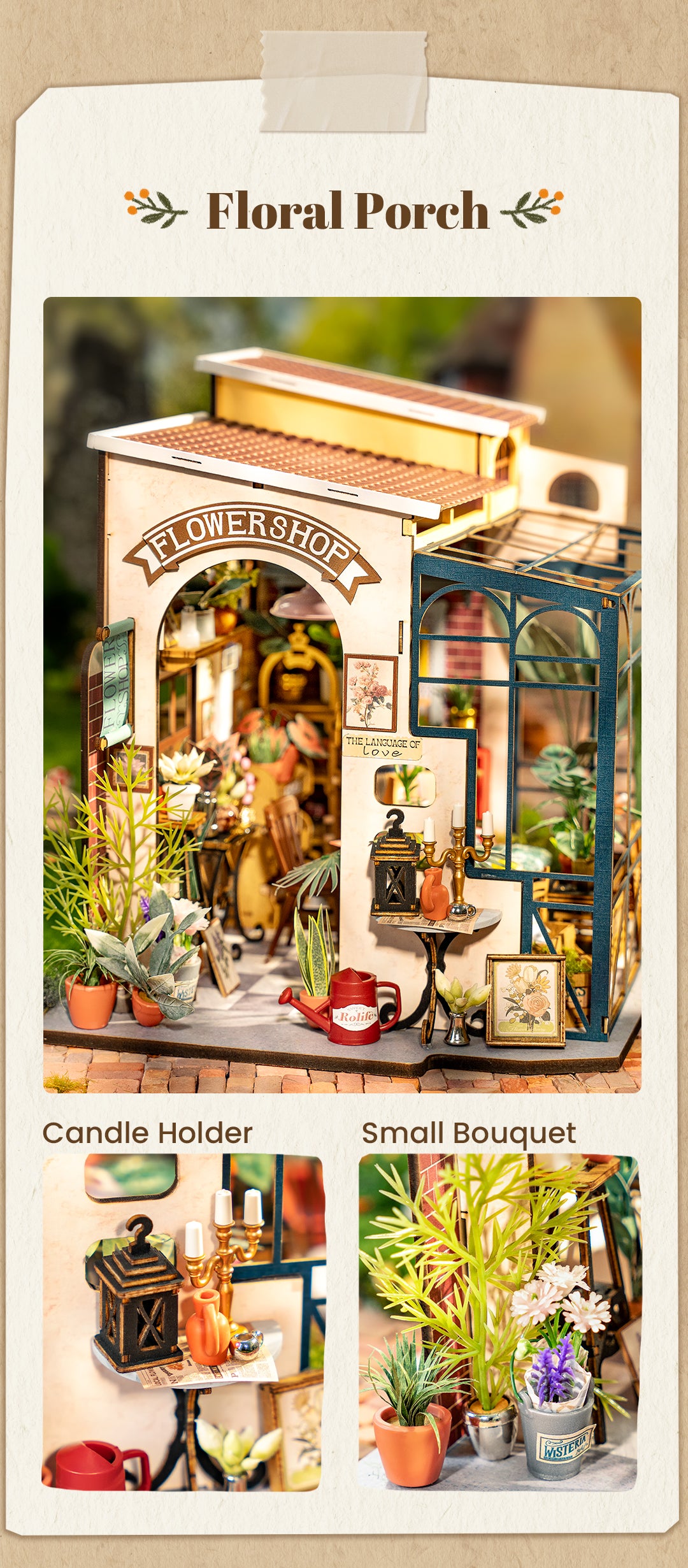 Rolife DIY Miniature Dollhouse - Emily's Flower Shop DG145 - Mô Hình Nhà Búp Bê Tự Làm - Rolife