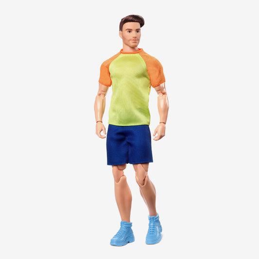 Barbie Looks Ken Doll (Buff Body, Curly Brunette Hair) - Búp bê nam khớp nối linh hoạt - Barbie Signature #18 HJW85 - Hình ảnh chi tiết 2