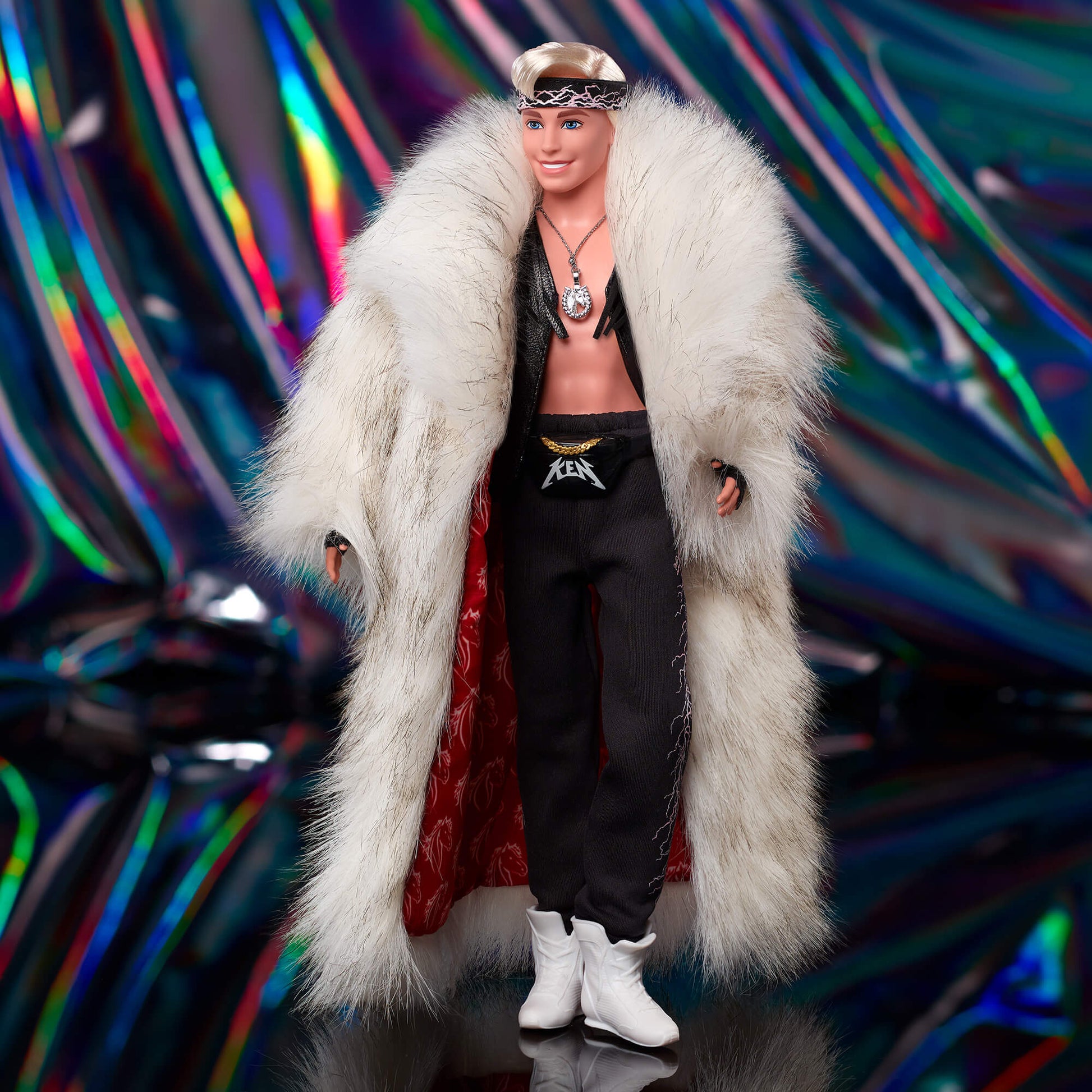 Ken Doll in Faux Fur Coat and Black Fringe Vest – Barbie The Movie - Búp Bê Sưu Tầm Cao Cấp Barbie Signature HRF31 - Góc nhìn khác 3