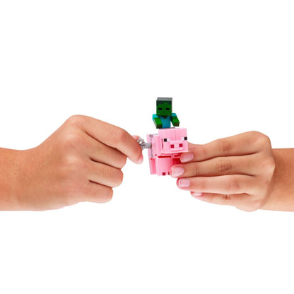 Minecraft Clockwork Baby Zombie Riding Pig Toy - Đồ chơi dây cót Baby Zombie cưỡi Heo - MINECRAFT PMI MC1014