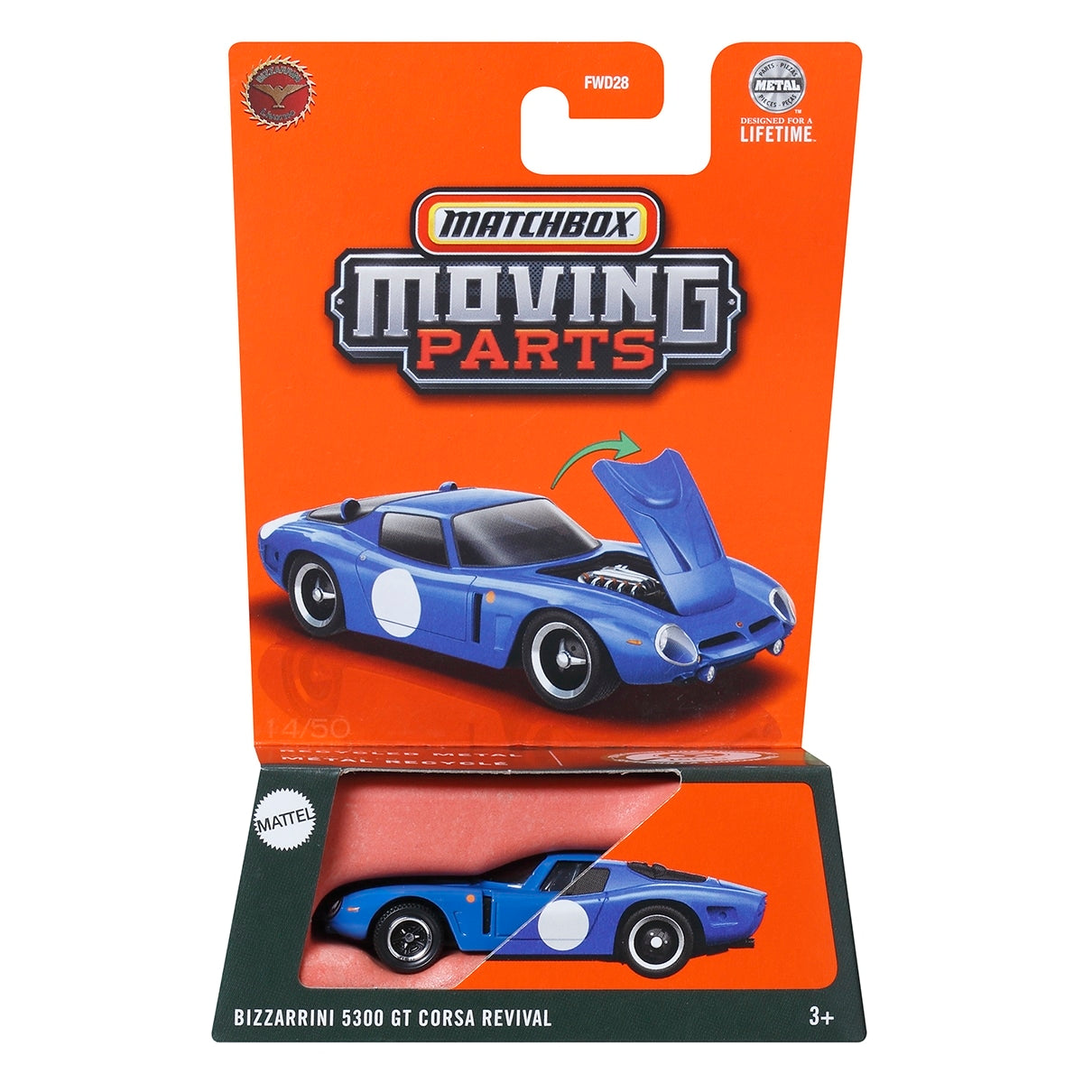 Đồ Chơi Siêu Xe Bizzarrini 5300 GT 1964 MATCHBOX Moving Parts JBW98/FWD28
