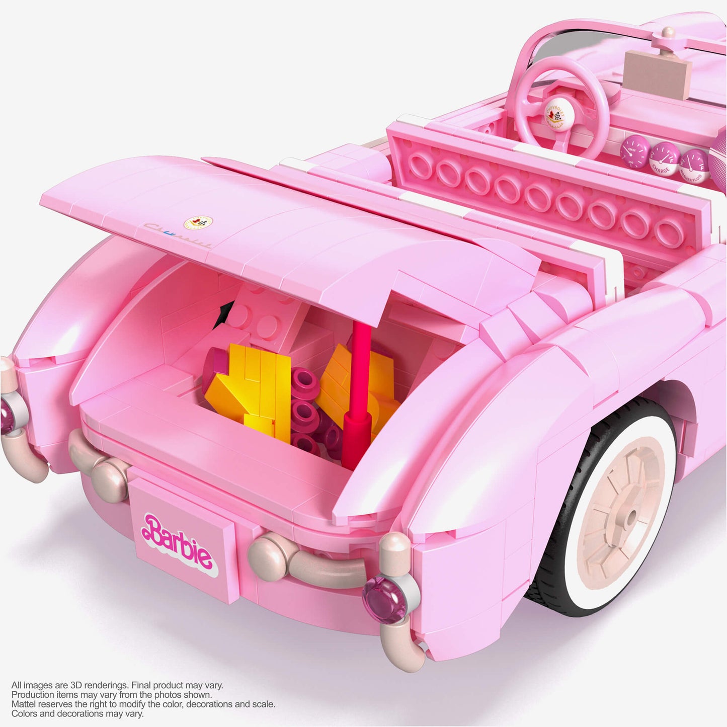 MEGA Barbie The Movie ’56 Corvette Stingray Collector Building Set - Bộ lắp ráp xe mô hình 1:18 Corvette Stingray 1956 - MEGA Barbie