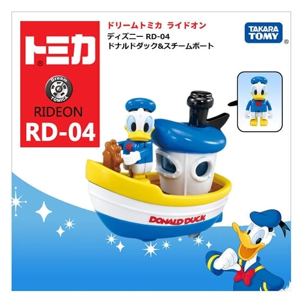 Tomica DT Ride On Disney RD-04 Donald Duck & Steam Boat