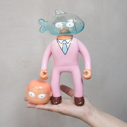 Mr. Nobodies Vinyl Fish Head - Blue and Pink Glass Mô Hình Sofubi Unbox Industries - Hình ảnh chi tiết 2