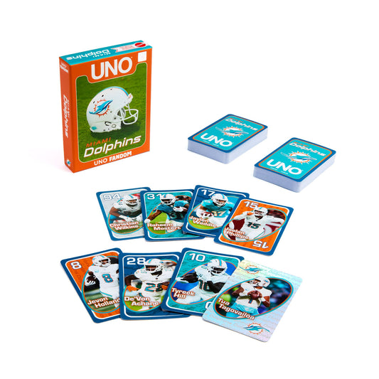 UNO Fandom NFL Miami Dolphins Game Deck - Bộ Bài UNO Bóng Bầu Dục - Mattel - Hình ảnh sản phẩm