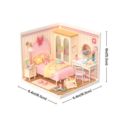 Rolife Lovely Pink Bedroom DIY Miniature House DW016 - Mô hình nhà gỗ tí hon tự lắp ráp - Rolife