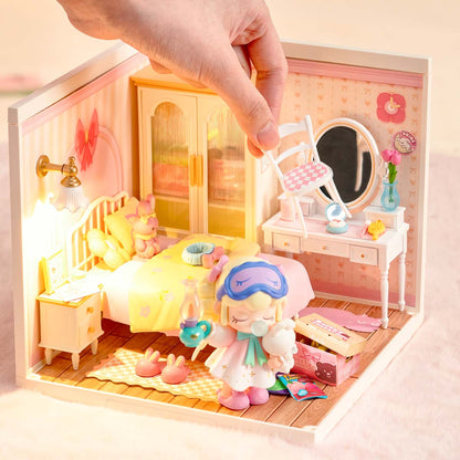 Rolife Lovely Pink Bedroom DIY Miniature House DW016 - Mô hình nhà gỗ tí hon tự lắp ráp - Rolife