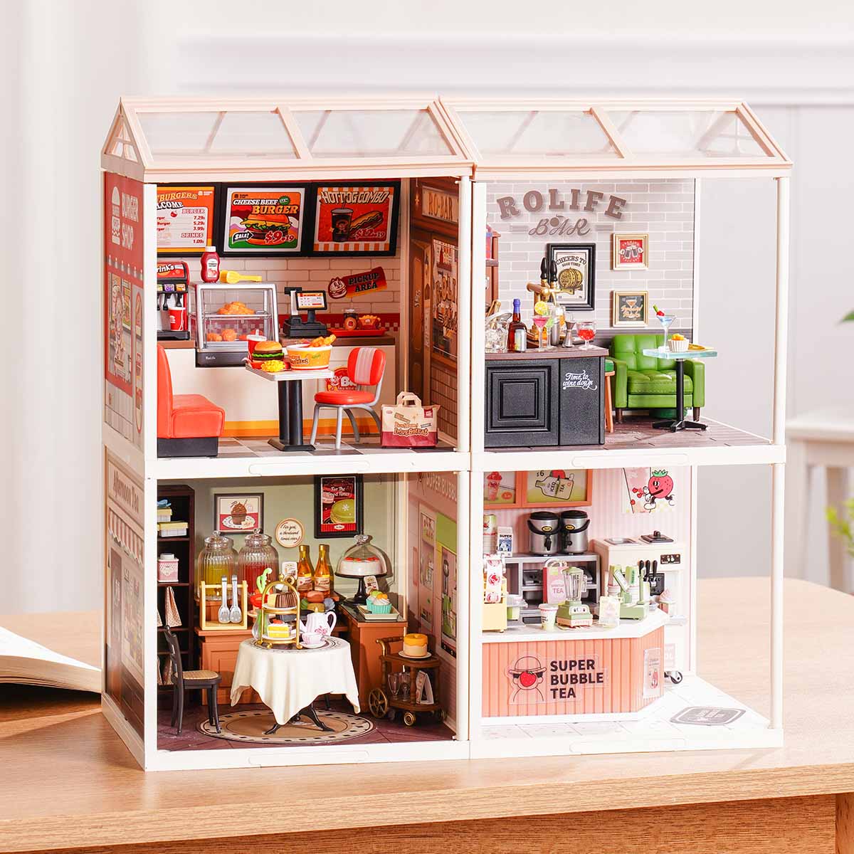 Rolife Super Creator 4-in-1 DIY House - Four Grid Display Layout - Mô hình nhà búp bê lắp ráp - Rolife
