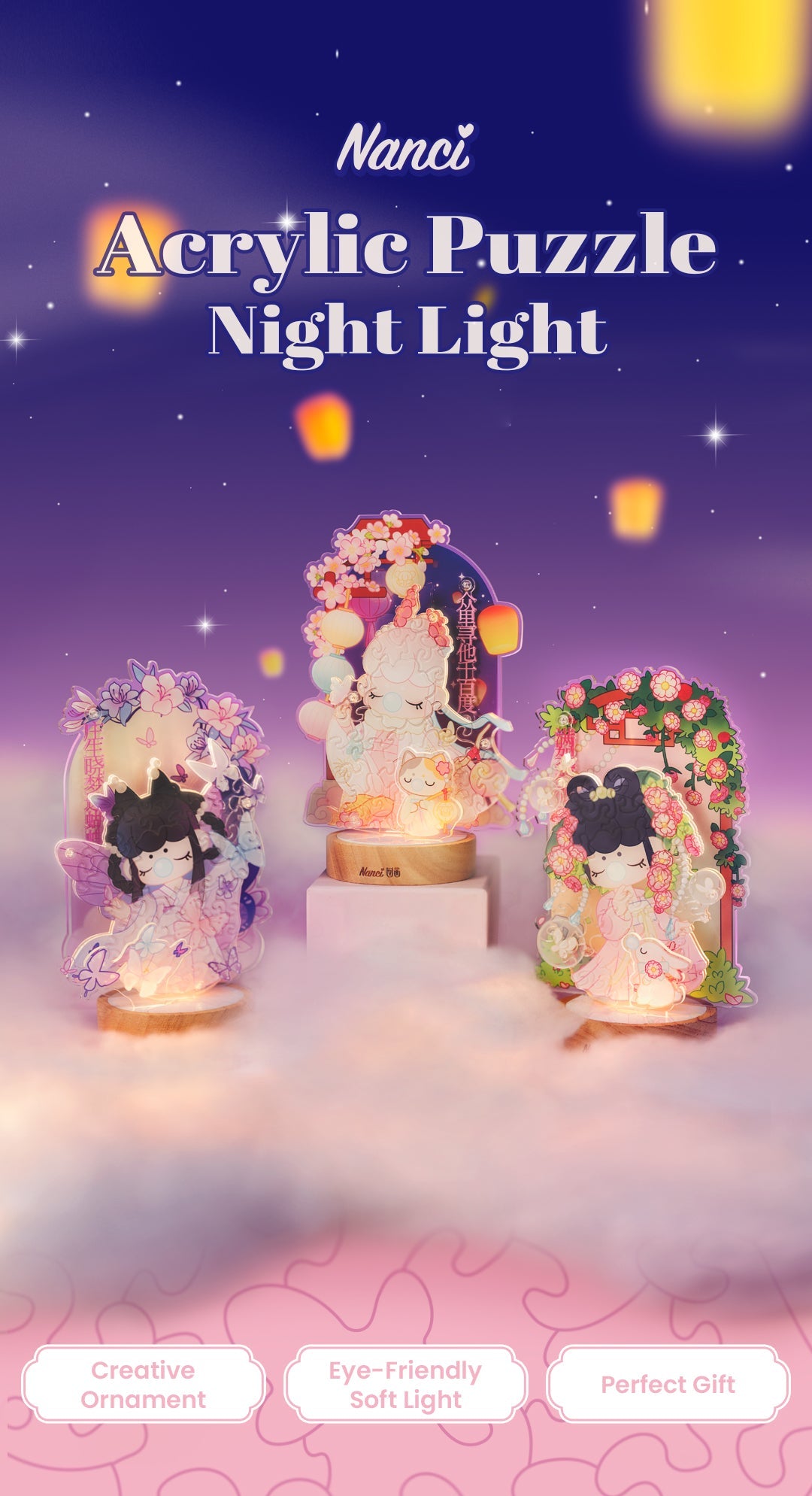 Rolife Rose Sniffing 3D Puzzle Night Light (PTY002) - Đèn ngủ mô hình lắp ráp 3D Acrylic - Rolife