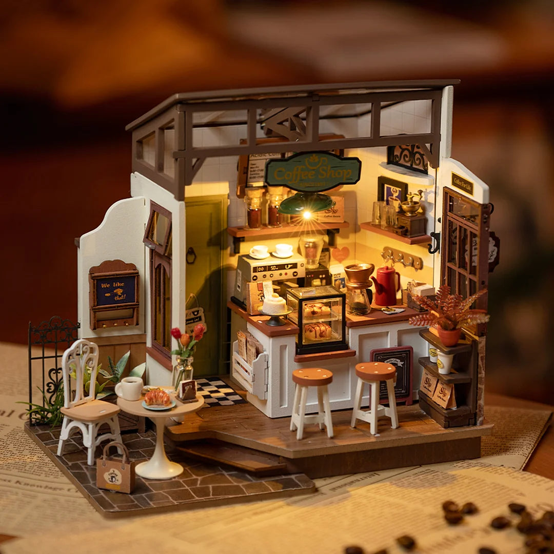 Rolife Flavory Cafe DIY Miniature House Kit DG162 - Mô hình nhà gỗ DIY quán cà phê cổ điển - Rolife