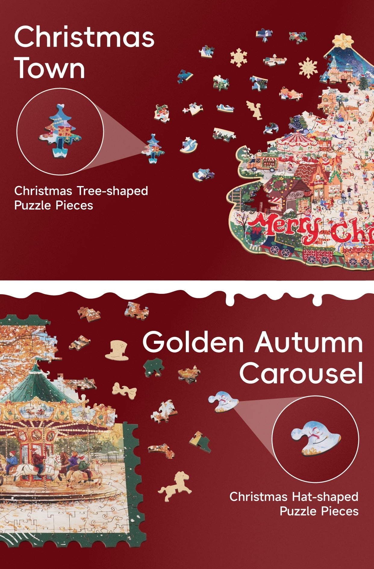 Rowood Golden Autumn Carousel Wooden Jigsaw Puzzle TA008 - Mô hình lắp ráp gỗ 3D Vòng quay ngựa gỗ - Rolife