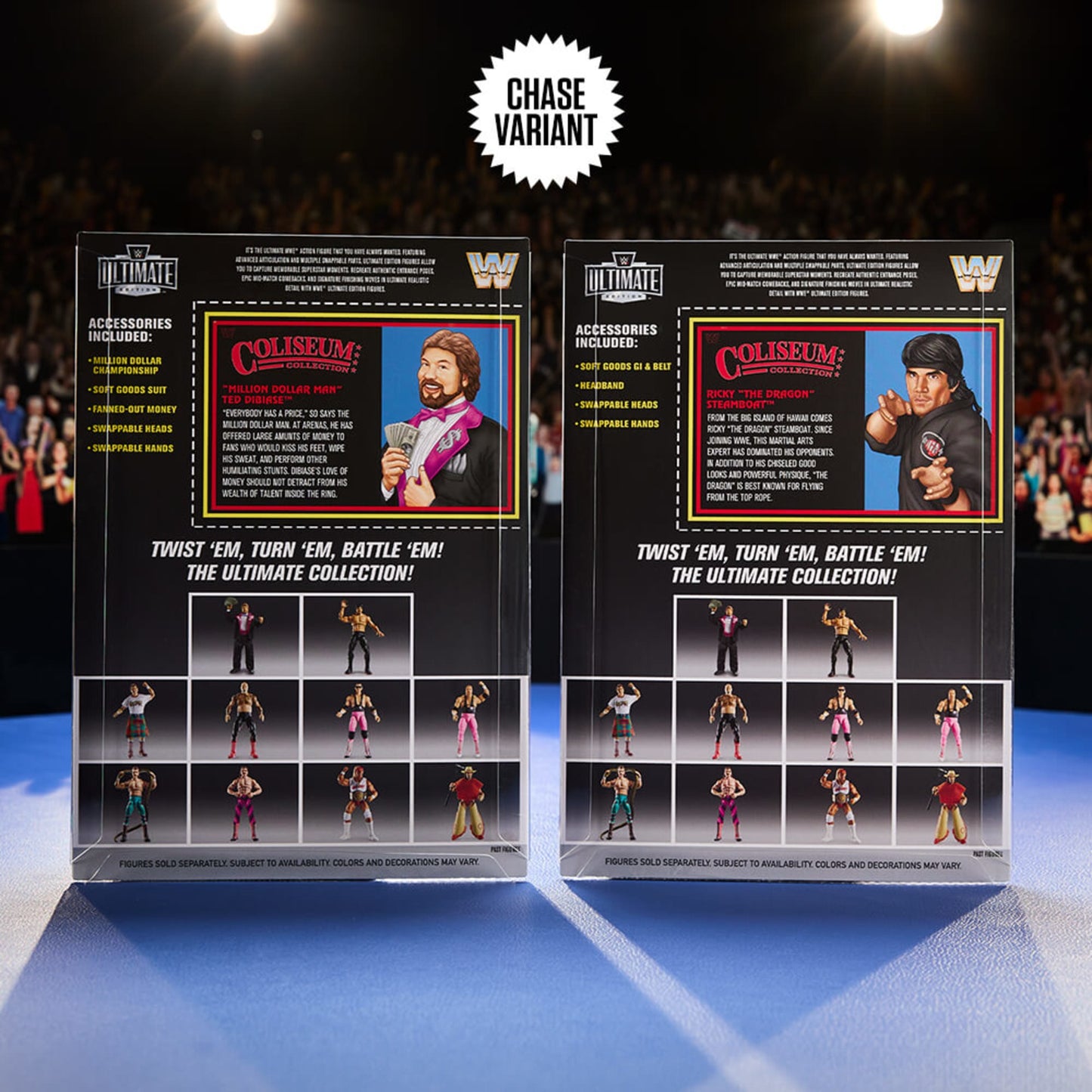 WWE Ultimate Edition Coliseum Collection “Million Dollar Man” Ted DiBiase and Ricky “The Dragon” Steamboat 2-Pack Bộ 2 Mô Hình Đô Vật Mattel