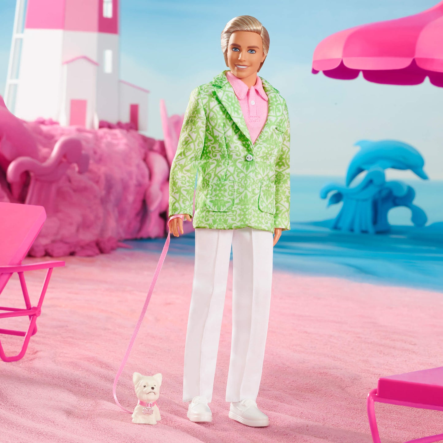 “Sugar’s Daddy” Ken Doll in Pastel Suit With Dog – Barbie The Movie - Búp bê sưu tầm cao cấp - Mattel