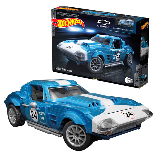 MEGA Hot Wheels '63 Corvette Grand Sport Race Car Building Kit - Bộ Lắp Ráp Xe Đua Mô Hình Mattel