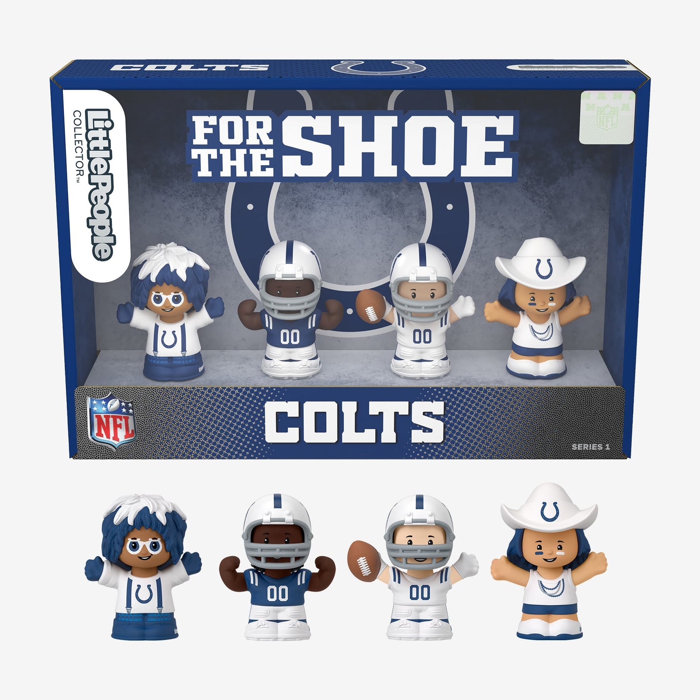Little People Collector x NFL Indianapolis Colts Set - Bộ Nhân Vật Sưu Tầm Bóng Bầu Dục Mỹ - Mattel HNJ45 - Góc nhìn khác 3