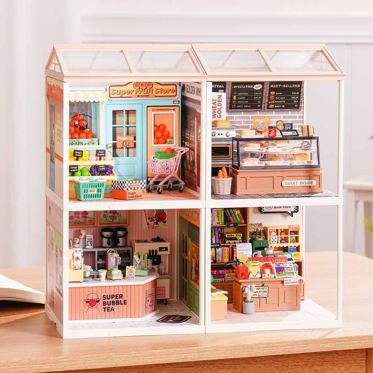 Rolife Super Creator 4-in-1 DIY House - Four Grid Display Layout - Mô hình nhà búp bê lắp ráp - Rolife