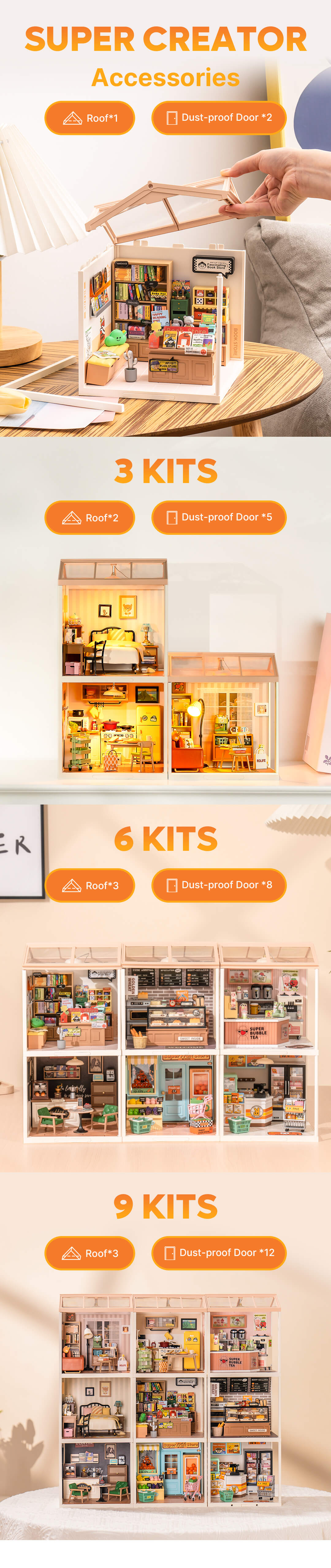 Rolife Super Creator Accessories - Phụ kiện mái che và cửa chống bụi - Rolife