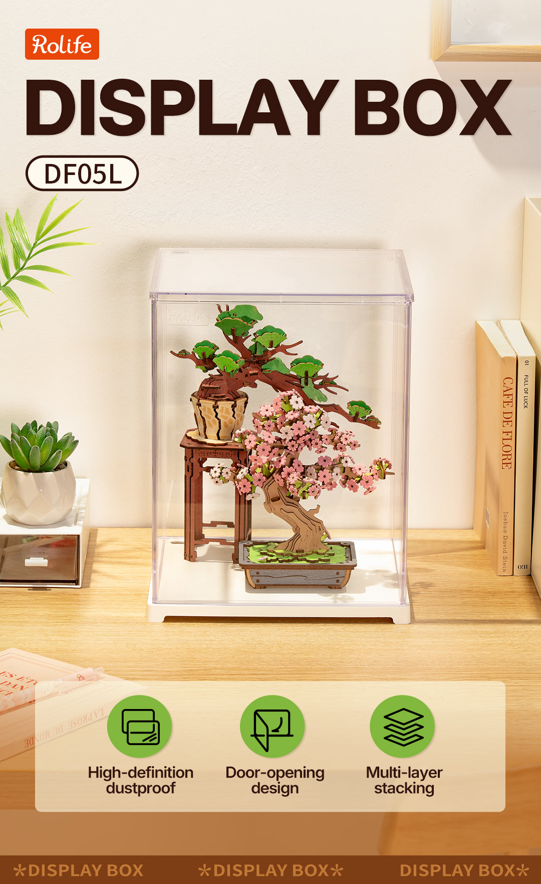 Rolife Clear Display Case Portrait Size M DF05L - Hộp trưng bày trong suốt cho Book Nook - Rolife