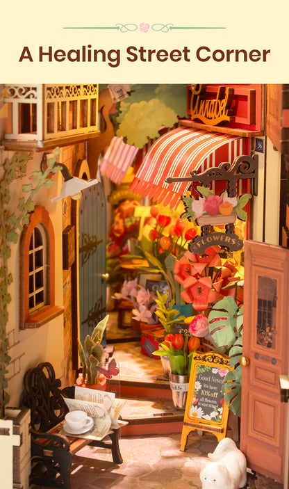 Rolife Book Nook Kit - Floral-Corner TGB09 - Mô hình lắp ráp gỗ 3D trang trí kệ sách