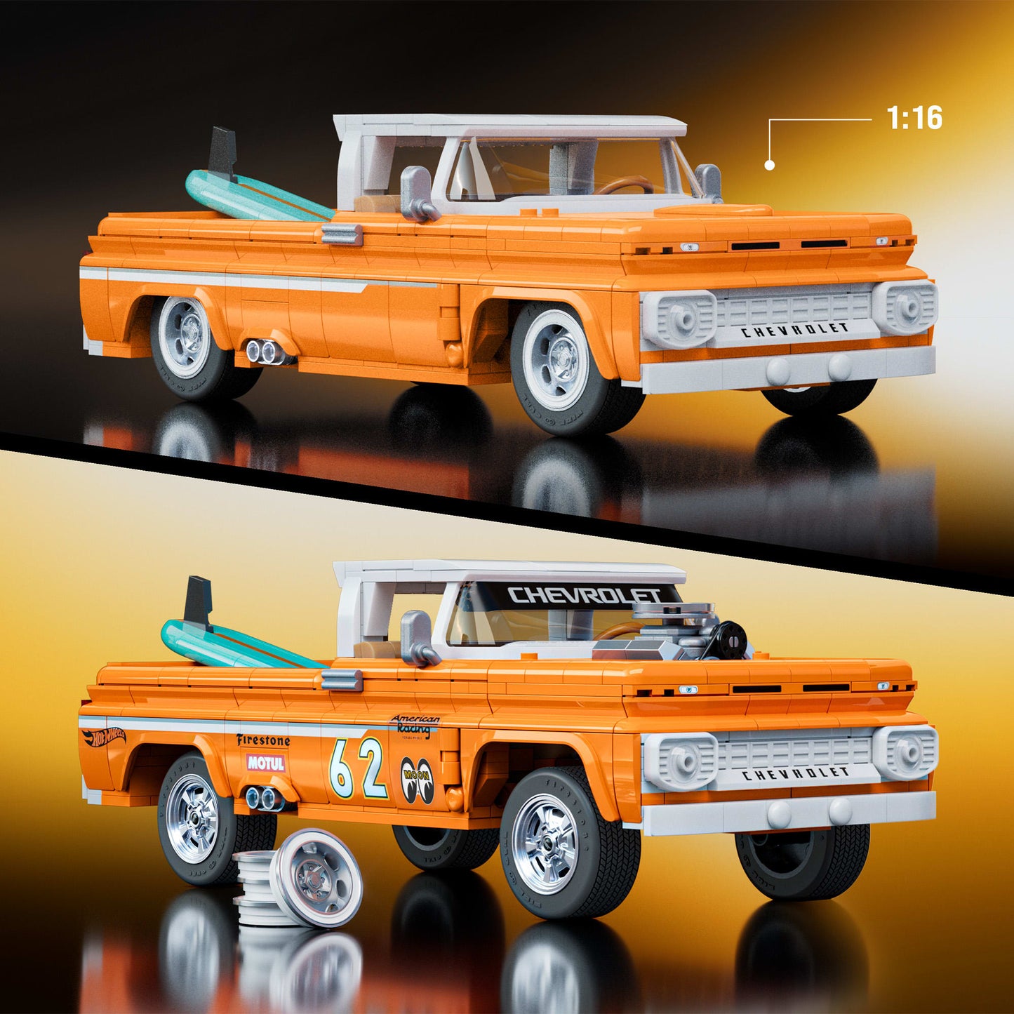 Mattel Brick Shop Hot Wheels Custom ’62 Chevy Pickup Building Set