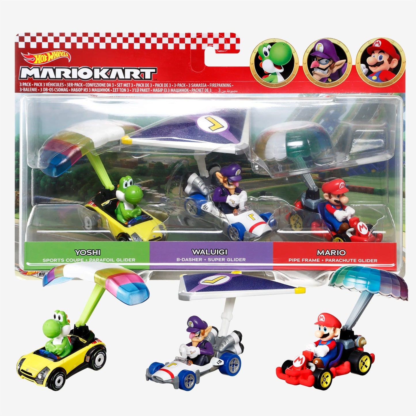 Hot Wheels Mario Kart Character Cars 3-Pack - Bộ 3 Xe Mô Hình Kim Loại 1:64 - Hot Wheels - Hình ảnh sản phẩm